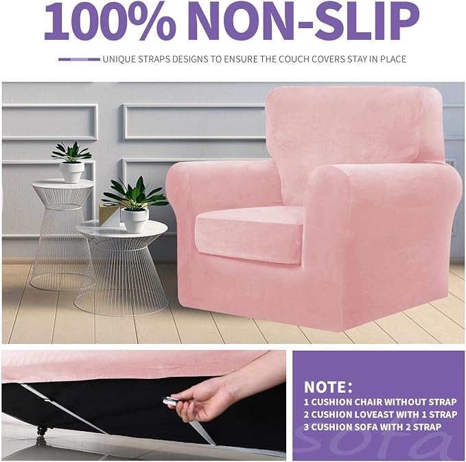 ZNSAYOTX Oversized Velvet 3 Piece Couch Cover - Image 5
