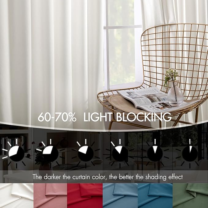 MIULEE Velvet Curtains 50W x 100L 2 Panels Ivory Blackout Curtains | Luxury - Image 4