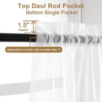 Chyhomenyc Sheer White Curtains 90 inches Long 2 Panels, Light Filtering Soft - Image 2