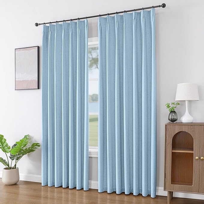 Joydeco Pinch Pleated Linen Curtains - Image 4