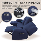 5-Piece Recliner Sofa Covers, Stretch Geometric Strokes Jacquard Recliner Sofa - Image 4