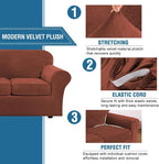 H.VERSAILTEX Modern Velvet Plush 4 Piece High Stretch Sofa Slipcover Sofa Cover - Image 3