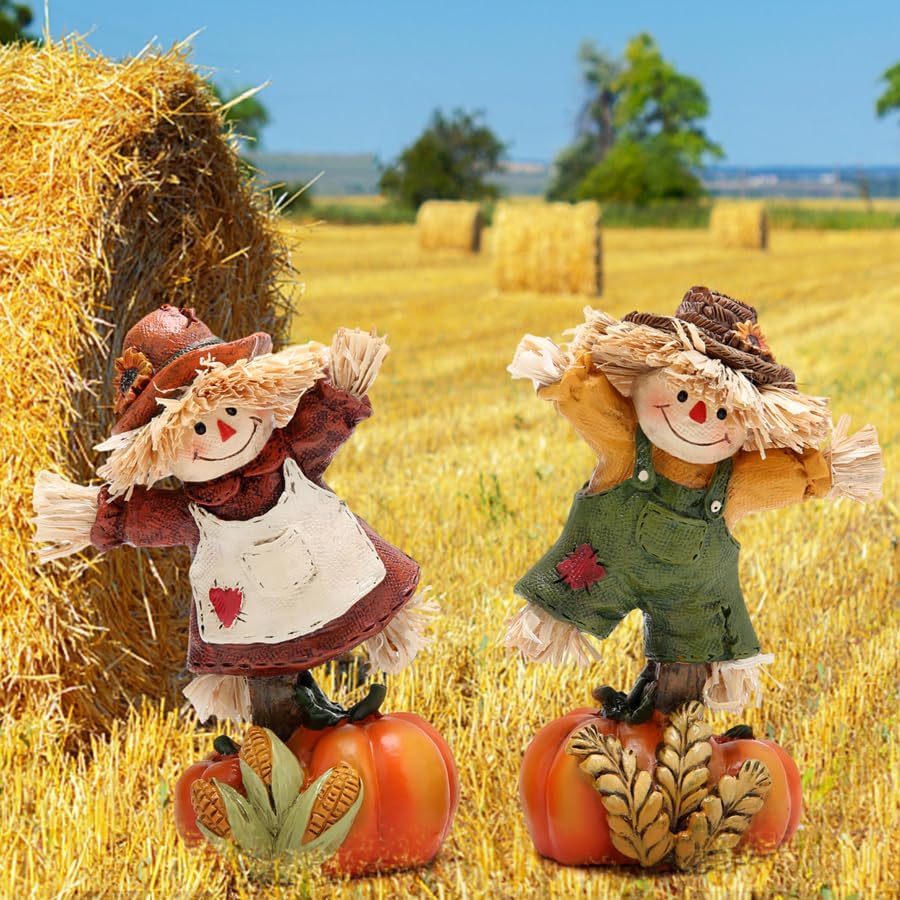 Hodao Fall Scarecrow Pumpkin Figurines, Thanksgiving Decor for Home - Image 6