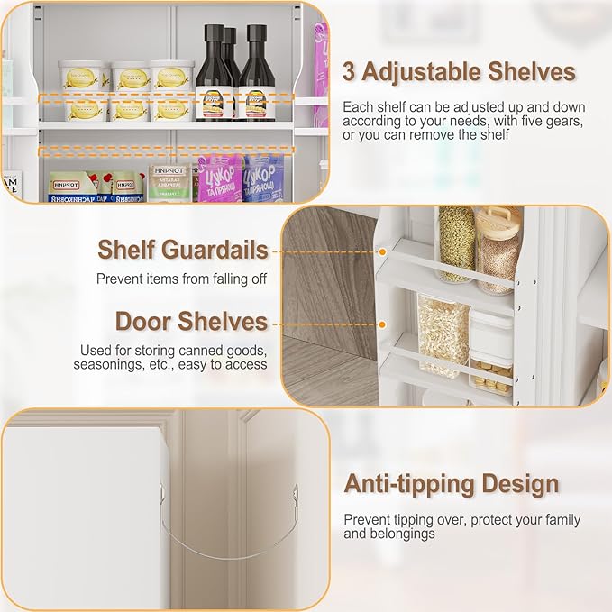 GAIOUS Metal Kitchen Pantry Cabinet, Storage Cabinets - Image 4