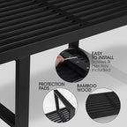 Bamboo Nelson Slat Wooden Bench, Small Wood Benches - Image 4