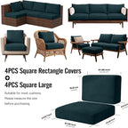 8Pcs Outdoor Cushion Covers, Stretch Patio Furniture Couch Chair Slipcovers | - Image 2
