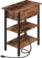 HOOBRO End Table with Charging Station, Narrow Side Table, Flip Top Nightstand - Image 9