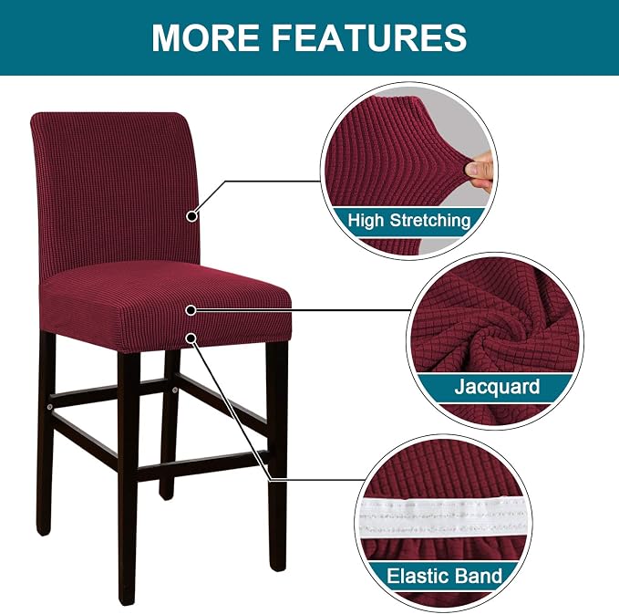 Turquoize Stretch Bar Stool Cover Counter Stool Pub Chair Slipcover - Image 4