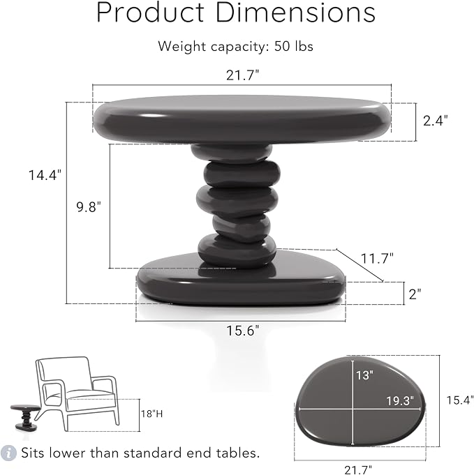 24/7 Shop at Home Kavren Modern 37-inch 2-Piece Oval Glossy Low Profile Coffee - Image 5