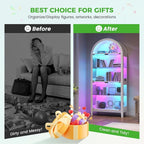 HNEBC Arched Display Case with RGB Lights, LED Curio Cabinet with Shelf - Image 8
