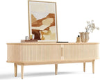 LINSY HOME Fluted TV Stand for 75" TV, Mid-Century Modern 70" Entertainment by LINSYHOME
