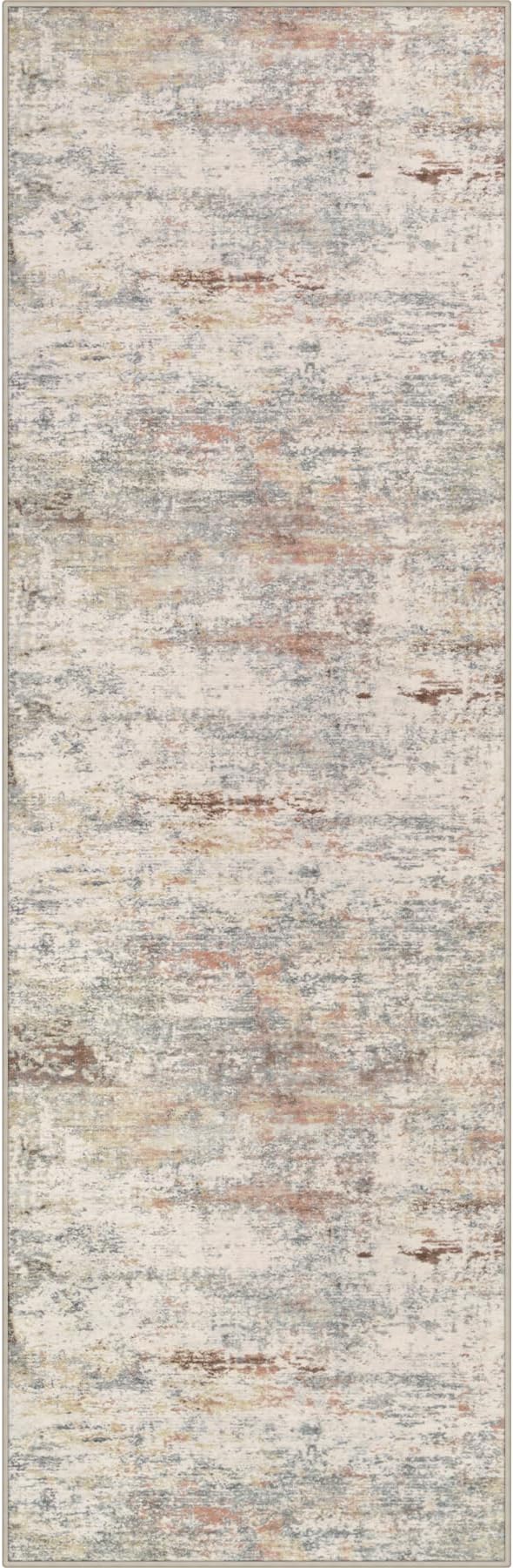 3x8 Washable Runner Rug：Modern Abstract Kitchen Soft Carpet Taupe | by FXRHLP