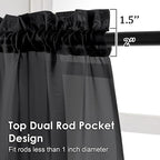 Black Sheer Curtains 84 Inches Long 2 Panel Sets, Solid Color Lightweight Voile - Image 3
