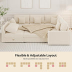 146" Modular Sectional Sofa, Oversized U Shaped, Convertible Sleeper Sofa - Image 5