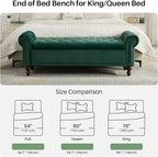 SOFTHION 58.1" Storage Bench Upholstered Velvet End of Bedroom Bed Bench Ottoman - Image 5