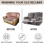 Recliner Loveseat Covers, 4-Piece Stretch Geometric Strokes Jacquard Reclining - Image 6