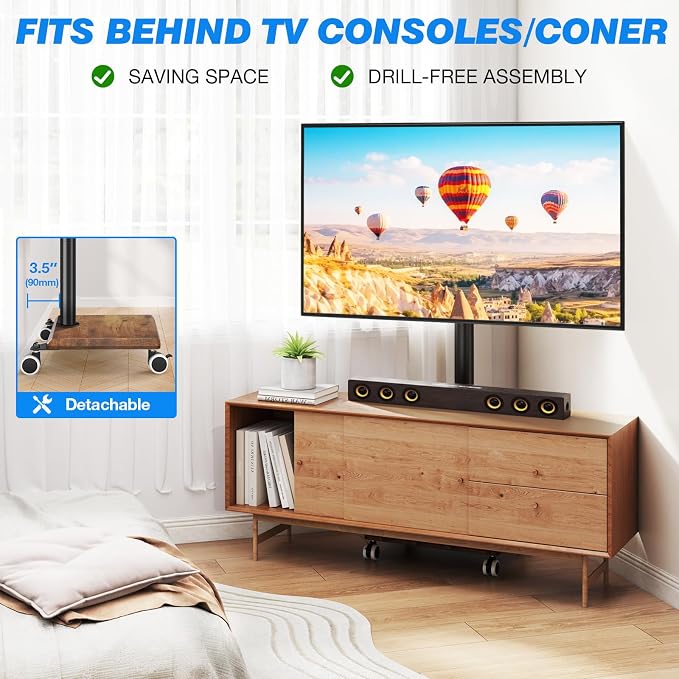 Rfiver Rolling TV Stand for 32 to 55 60 Inch TVs up to 88lbs, Height Adjustable - Image 9