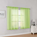 Simplebrand Lime Short Sheer Curtains 45 Inch Length by Simplebrand