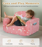 Kids Couch, 2-in-1 Soft Toddler Couch Fold Out - Image 4