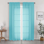 Aqua Sheer Curtains 84 Inches Long by OWENIE