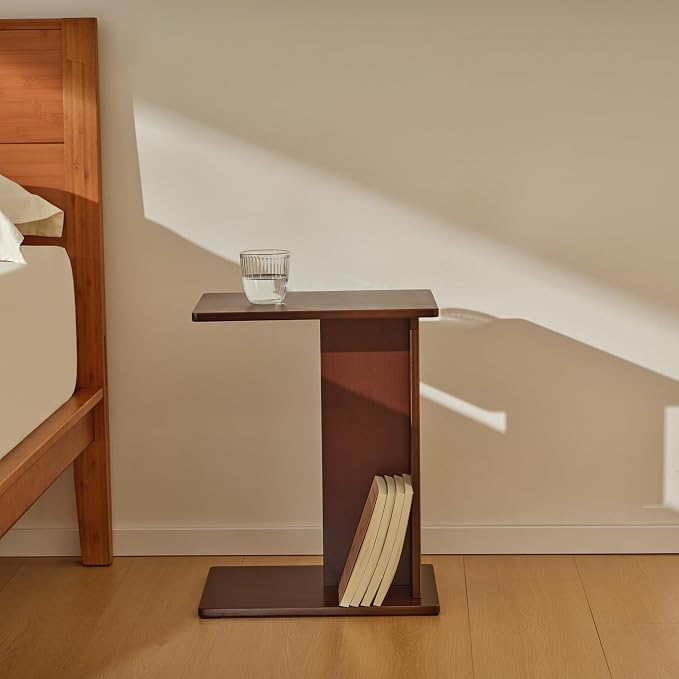 RECCI Solid Bamboo C-Shaped End Table Set of 2 - Image 8