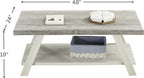 Contemporary Wood Coffee Table 48 in, Two-Tone Living Room Center Table - Image 2