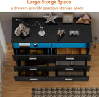FJTJBSI Dresser with Power Outlets and LED Lights Wooden 6 Drawer Dresser with - Image 6
