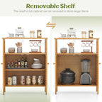 Tangkula Bamboo Floor Cabinet, Bathroom Storage Cabinet - Image 8