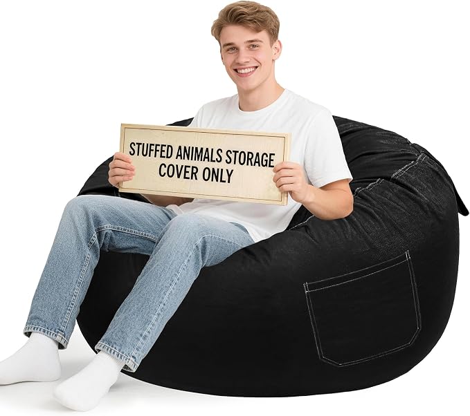 Lukeight Stuffed Animals Storage Bean Bag Chair Cover by Lukeight