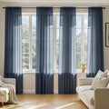 MIULEE Navy Blue Sheer Curtains 63 Inches Long 4 Panels 42 x 63 Inches | Light by MIULEE