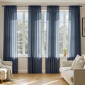 MIULEE Navy Blue Sheer Curtains 108 Inches Long 4 Panels 54 x 108 Inches | by MIULEE