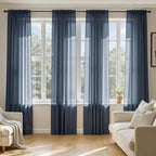 MIULEE Navy Blue Sheer Curtains 72 Inches Long 4 Panels 54 x 72 Inches | Light by MIULEE