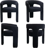 Black Dining Chairs Set of 2, Upholstered Sherpa Barrel Chairs - Image 9