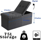 Storage Ottoman Bench Foldable Seat Footrest Shoe Bench End of Bed Storage - Image 3