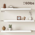 White Floating Shelves 55Inch Long, 12 Inch Deep Floating Shelves - Image 2