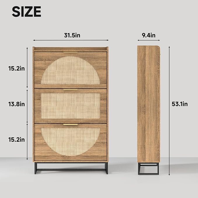 Maupvit Rattan Shoe Storage Cabinet - Image 2
