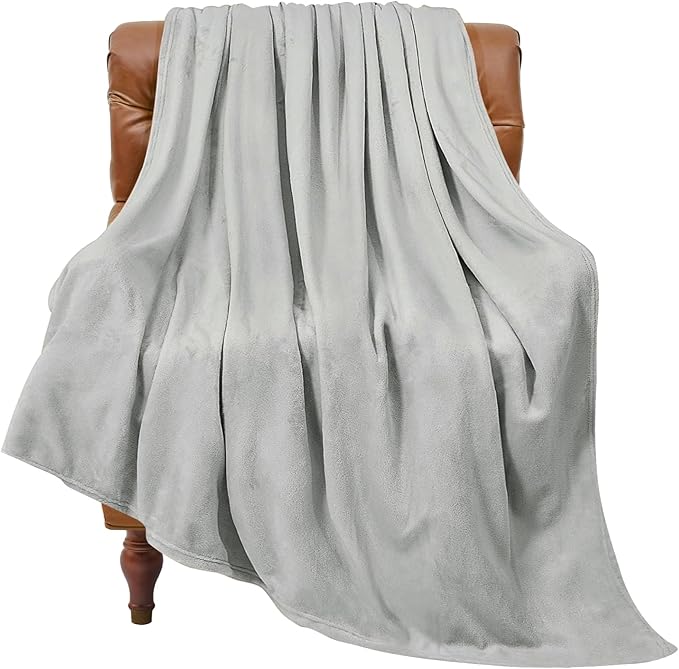BEDELITE Fleece Blanket Soft Plush Twin Size Blanket Light Grey 60"x80" | Ultra by BEDELITE