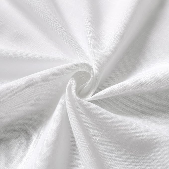 White Cafe Curtains 48 Inch Length Set 2 Panel Back Tab Pocket Semi Sheer Short - Image 6
