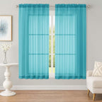 Sheer Curtains 63 inch Length 2 Panels Set, Rod Pocket Voile Fimly Sheer Drapes by OWENIE
