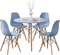 5-Piece Round Dining Table Set, Small 35.5" Kitchen Table Chairs Set of 4 Space by LECAFURHL