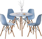 5-Piece Round Dining Table Set, Small 35.5" Kitchen Table Chairs Set of 4 Space by LECAFURHL
