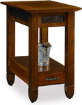 Leick Home Sibley End Table, Solid Wood, 1 Storage Drawer, Slate Tile Details by LeickFurniture