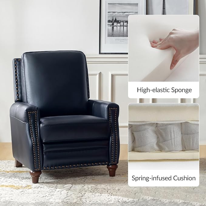 HULALA HOME Genuine Leather Manual Recliner Chair - Image 6