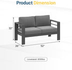Wisteria Lane Metal Patio Furniture Sofa, All-Weather Outdoor Couch - Image 2