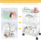 Volnamal Baby Diaper Caddy, Plastic Movable Cart - Image 3