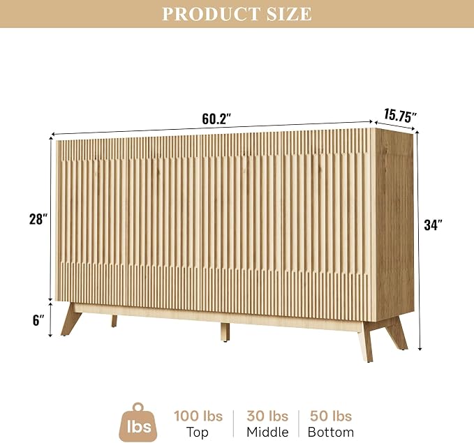 Fatmok Large Sideboard Buffet Cabinet - Image 2