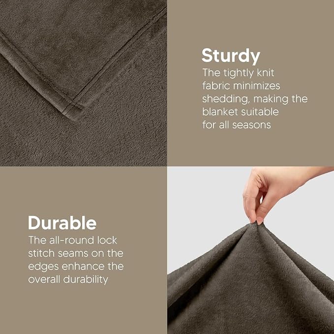 Utopia Bedding Ultra Soft Fleece Bed Blanket Twin Size Brown | Microfiber Plush - Image 3