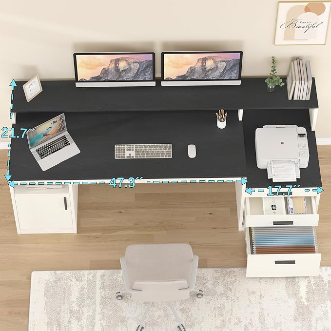 YOMILUVE 65 Inch Computer Desk - Image 4