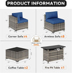 Aoxun Patio Furniture Sets, 15-Piece Outdoor Patio Furniture - Image 2