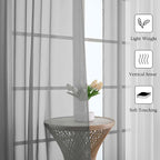 Charcoal Grey Sheer Curtains 84 Inches Long 2 Panels, Voile Airy Light - Image 3